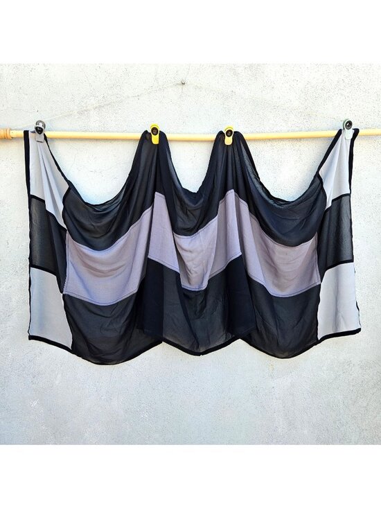 Bergdorf Goodman Accessories - Vintage 90s Bergdorf Goodman Silk Panel Scarf Black Gray Color Block 32x90"